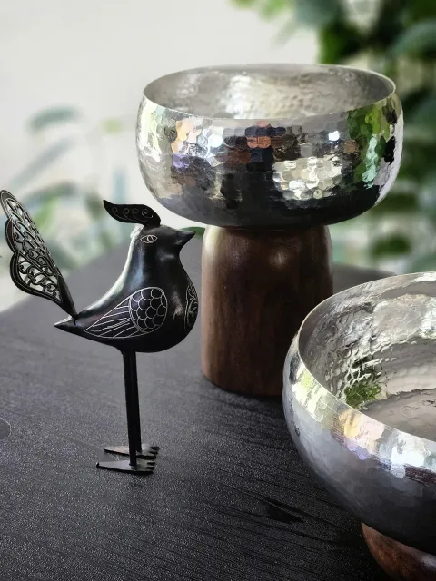 کاسه پایه دار مسی چوبی