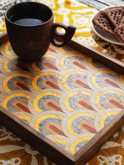 سینی چوبی معرق