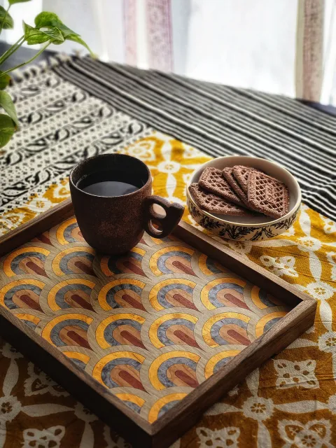 سینی چوبی معرق