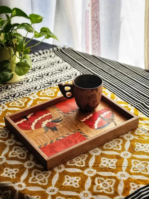 سینی چوبی معرق