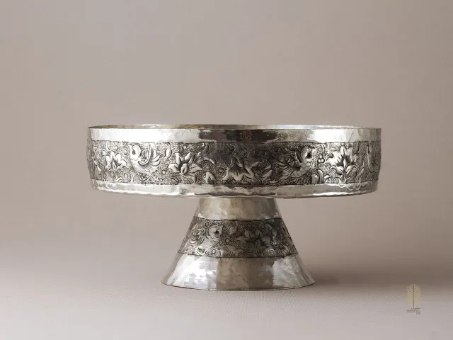 کاسه پایه دار مس قلمزنی اصفهان