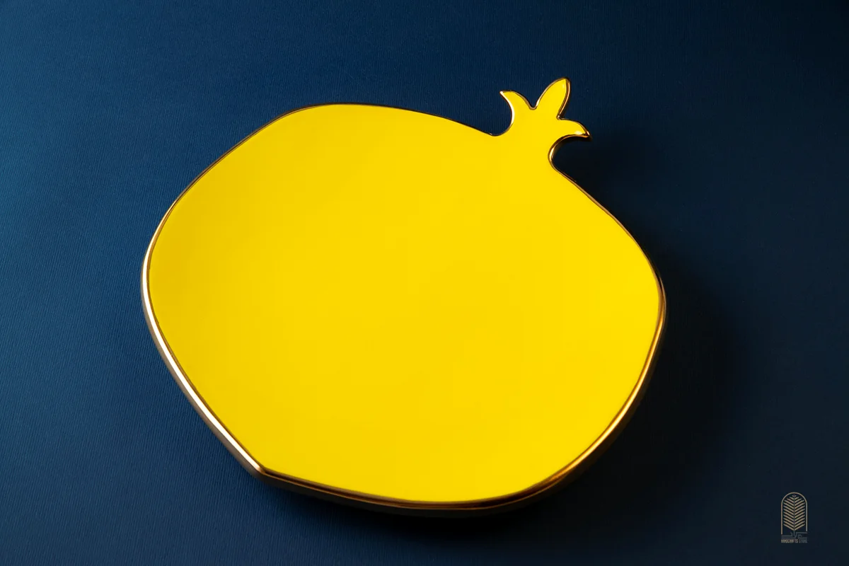 ظرف سرامیکی دور طلایی زرد