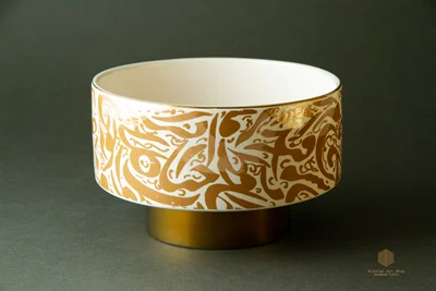 کاسه سرامیکی پایه طلایی راستین تایپو طلایی سفید