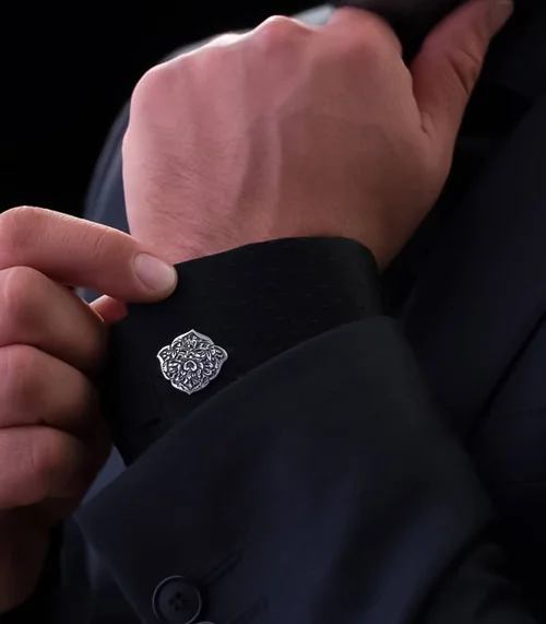 دکمه سر آستین نقره قلمزنی