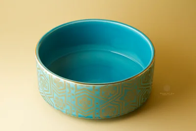 کاسه سرامیکی تخت راستین ستاره لاستر فیروزه