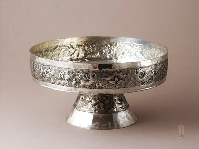 کاسه پایه دار مس قلمزنی اصفهان