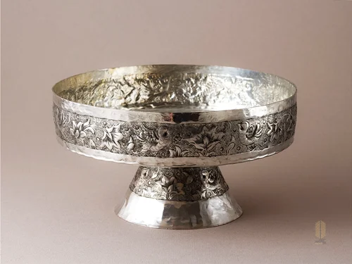 کاسه پایه دار مس قلمزنی اصفهان